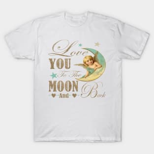 Preppy Vintage Retro Angel moon typography T-Shirt